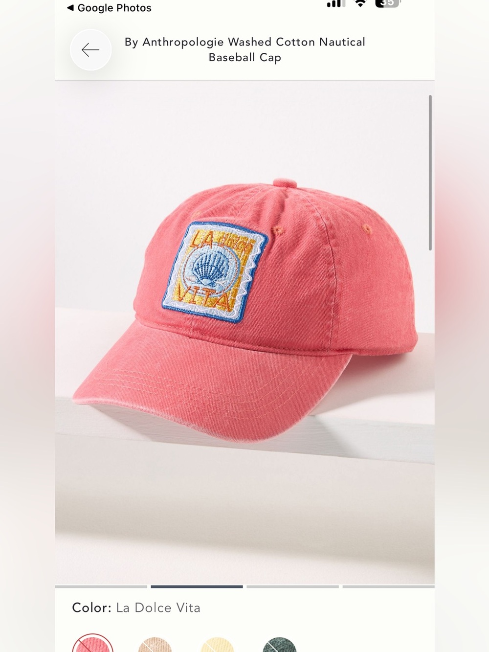 By Anthropologie Washed Cotton Nautical Dolce Vita Pink Baseball Cap
